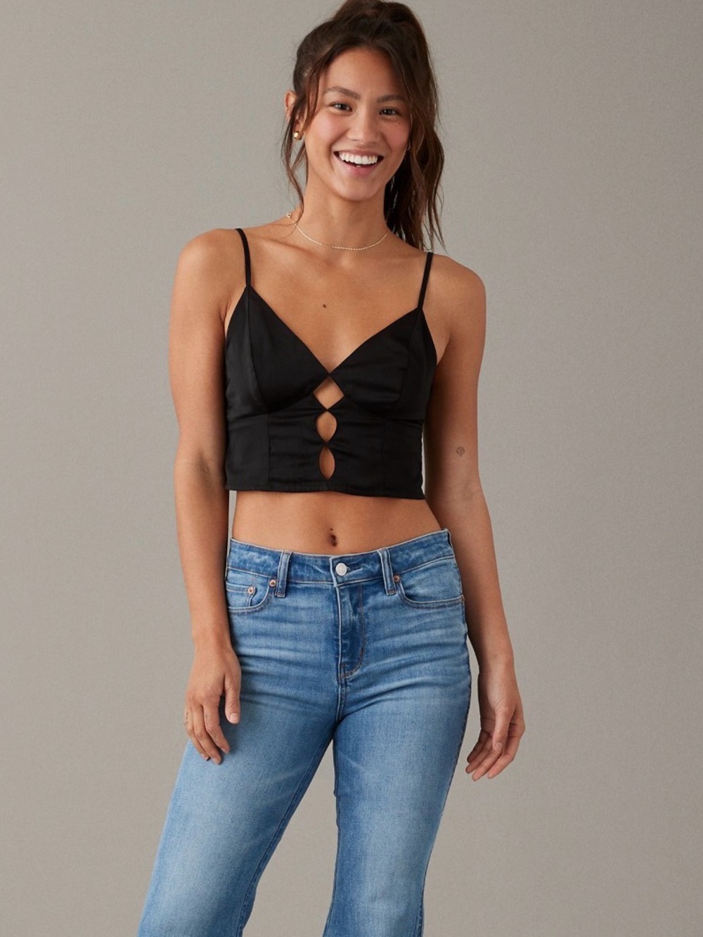 AE Cropped Silky Keyhole Cami